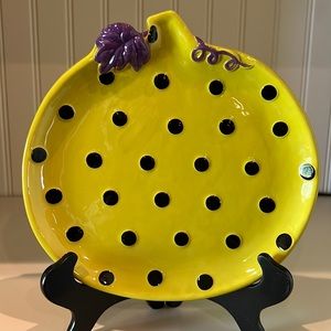 NEW Grassland Road Green Black Polka Dot Pumpkin Plate Dessert Display Halloween